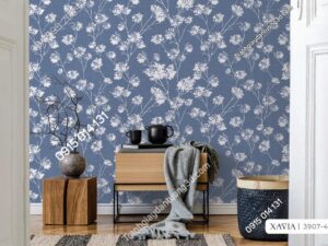 Giấy dán tường hoa bồ công anh nền xanh 3907-4