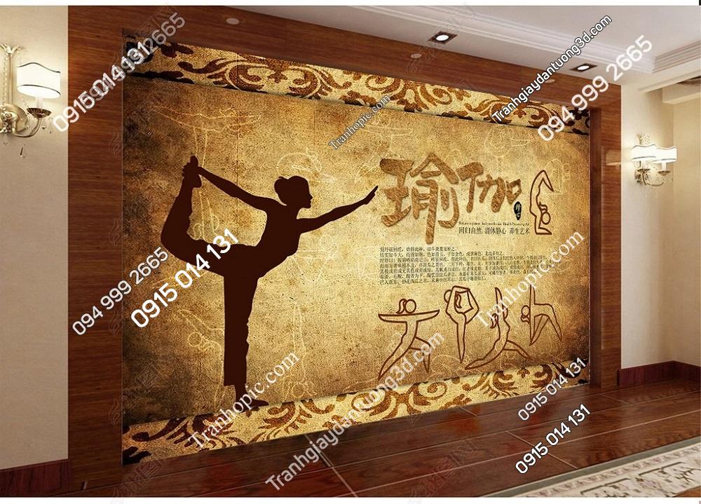 Tranh dán tường phòng tập Yoga kiểu cổ Thái Ấn độ OP_27720844