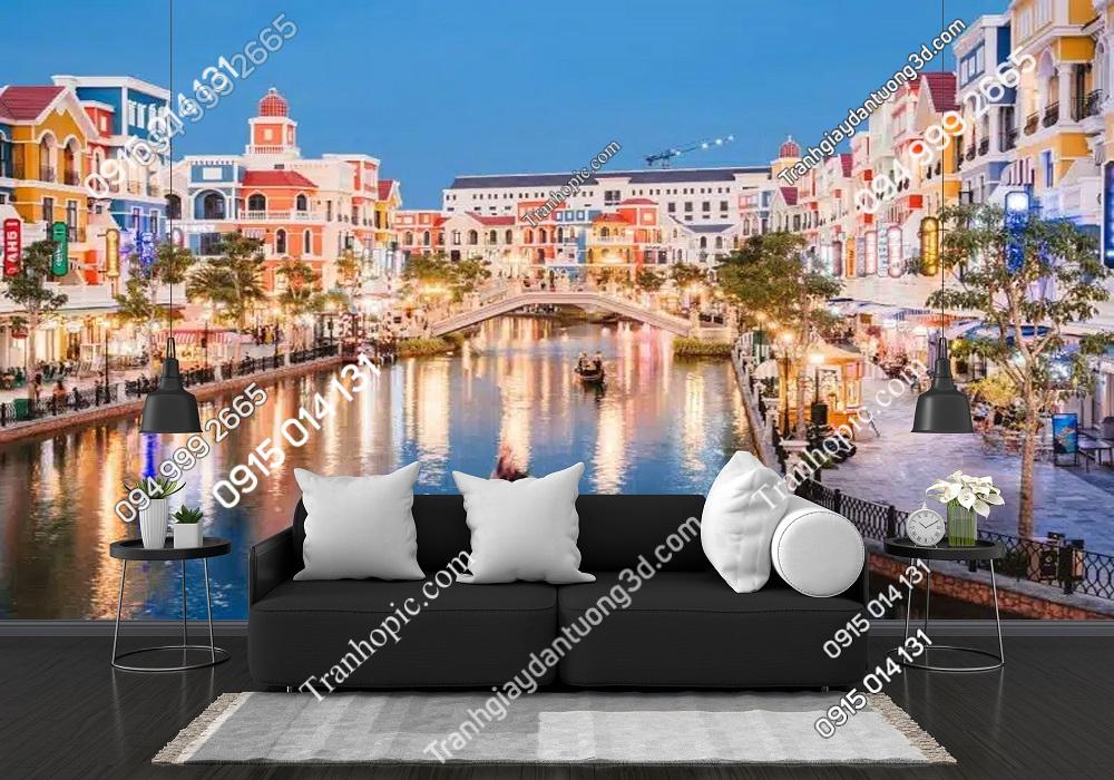 Tranh dán tường cảnh Hoàng hôn ở Grand World Phú Quốc 3208405258