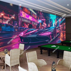 Tranh siêu xe cool ngầu dán tường quán bida cafe RF307238091