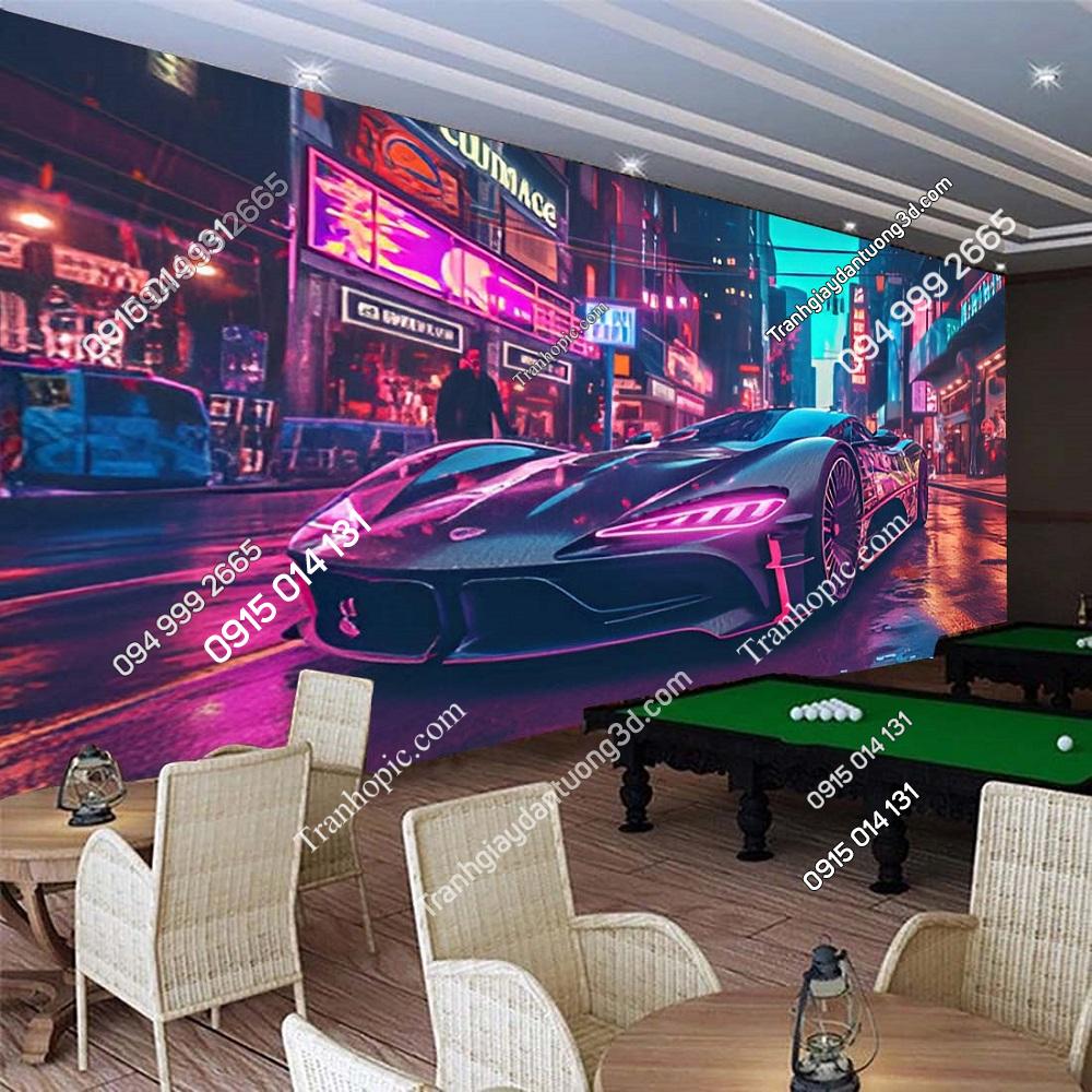 Tranh siêu xe cool ngầu dán tường quán bida cafe RF307238091