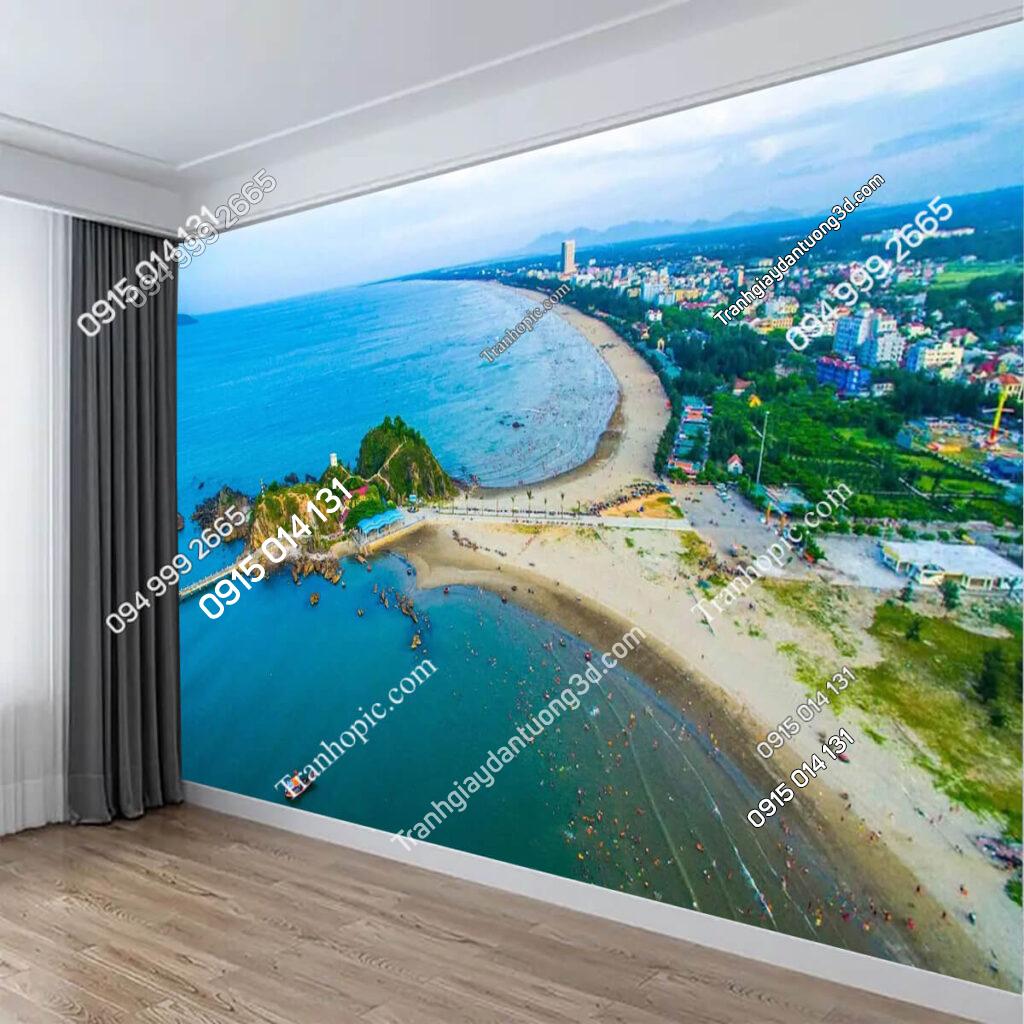 Tranh dán tường cảnh Đảo Lan Châu Nghệ An trang trí phòng khách