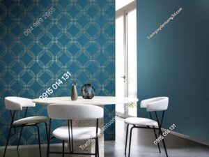 Giấy Dán Tường Phòng Ăn Hoa Văn Hình Học Xanh Hiện Đại TIME9200-3
