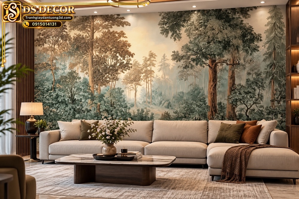 Tranh Dán Tường Phong Cảnh Rừng Cây Thiên Nhiên Phòng Khách AB1736601733