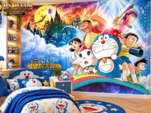 Tranh Dán Tường Trẻ Em Doraemon Đại Chiến Thế Giới Phép Thuật Phòng Bé Doraemon20267