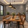 Giấy dán tường gạch đá xám phong cách hiện đại cho phòng ăn sk00025
