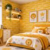 Giấy dán tường gạch thẻ vàng trang trí tường phòng ngủ trẻ em sk00014