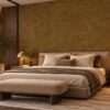 Giấy dán tường giả gỗ nâu vàng vân nu tự nhiên trang trí phòng ngủ sk04263