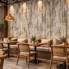 Giấy dán tường giả gỗ trắng xám hiệu ứng cũ trang trí quán cafe sk19781