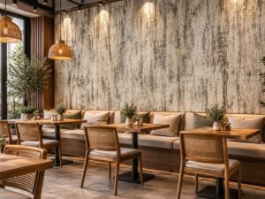 Giấy dán tường giả gỗ trắng xám hiệu ứng cũ trang trí quán cafe sk19781