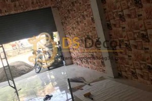 Giấy Dán Tường Quán Cà Phê Giả Gỗ Phong Cách Retro 3D055 Giấy Dán Tường Quán Cà Phê Giả Gỗ Phong Cách Retro 3D055