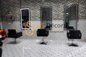 Thi công thực tế giấy dán tường giả đá 3D082cho tiệm tóc Thi công thực tế giấy dán tường giả đá 3D082cho tiệm tóc