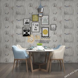 Giấy dán tường Hàn Quốc NATURAL giả gỗ 87004-1 xám dán phòng ăn Giấy dán tường Hàn Quốc NATURAL giả gỗ 87004-1 xám dán phòng ăn