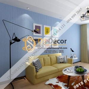 Giấy dán tường một màu giả vải 3D281 màu xanh dương nhạt