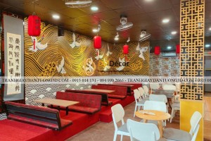 Thi công giấy dán tường kiểu Nhật mặt trời mọc 3D214 Thi công giấy dán tường kiểu Nhật mặt trời mọc 3D214