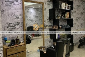 Giấy dán tường giả gạch cho tiệm tóc