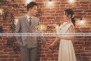 Giấy dán tường giả gạch cho studio đẹp