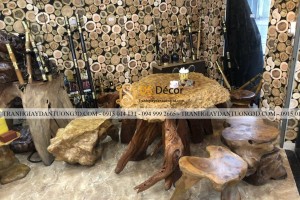 Giấy dán tường giả lát gỗ tròn