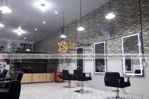 Giấy dán tường giả đá rêu cho tiệm tóc đẹp