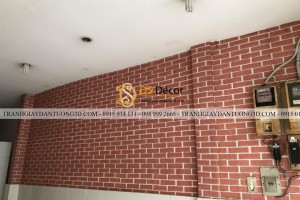 Giấy dán tường giả gạch đỏ 3D