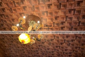 Thi công giấy dán trần giả gỗ 3D234