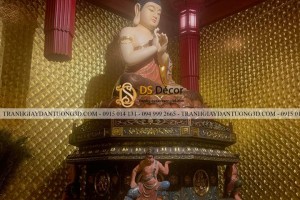Giấy dán tường 3D195 họa tiết hoa sen dán phòng thờ Giấy dán tường 3D195 họa tiết hoa sen dán phòng thờ