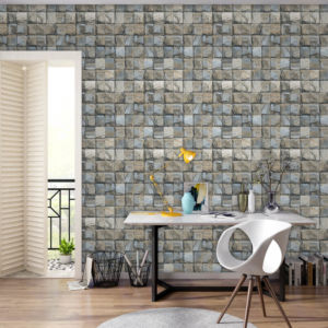 Giấy dán tường Hàn QUốc NATURE khối đá vuông xanh xám 73008-3 Giấy dán tường Hàn QUốc NATURE khối đá vuông xanh xám 73008-3