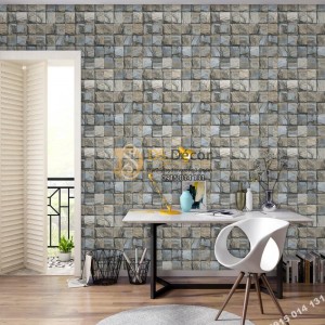 Giấy dán tường Hàn QUốc NATURE khối đá vuông xanh xám 73008-3 Giấy dán tường Hàn QUốc NATURE khối đá vuông xanh xám 73008-3