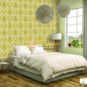 Giấy dán tường Hàn Quốc hiện đại kiểu châu âu màu vàng 7905-3,7906-3 KG