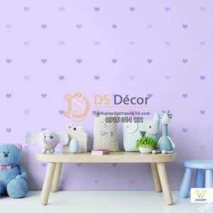 Giấy dán tường Hàn Quốc hiện đại họa tiết trái tim 7921-2 KG Giấy dán tường Hàn Quốc hiện đại họa tiết trái tim 7921-2 KG
