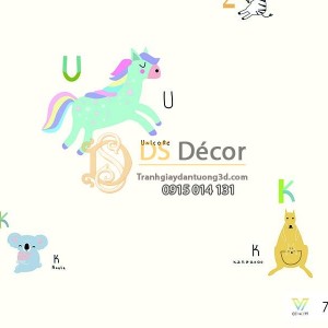 Giấy dán tường Hàn Quốc trẻ em gấu ngựa 7923-1 Giấy dán tường Hàn Quốc trẻ em gấu ngựa 7923-1