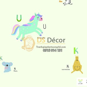 Giấy dán tường Hàn Quốc trẻ em gấu ngựa 7923-2 Giấy dán tường Hàn Quốc trẻ em gấu ngựa 7923-2