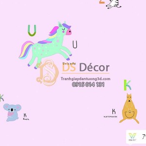 Giấy dán tường Hàn Quốc trẻ em gấu ngựa 7923-3 Giấy dán tường Hàn Quốc trẻ em gấu ngựa 7923-3